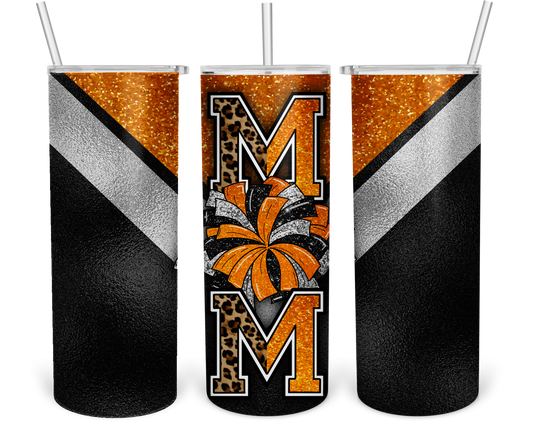 20 oz. Black and Orange Mom Pom Tumbler