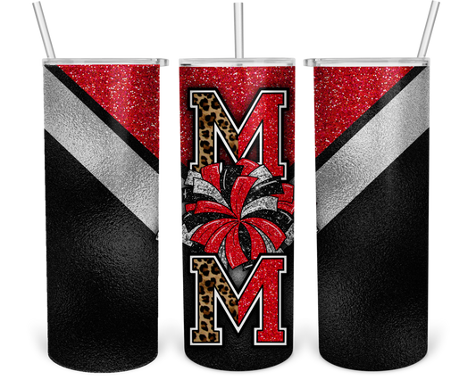 20 oz. Red and Black Mom Pom Tumbler