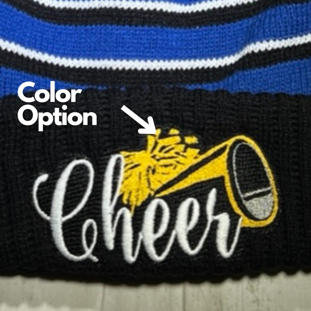 Cheer Striped Pom Beanie