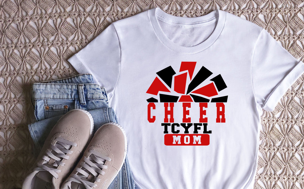 White Cheer TCYFL MOM Shirt