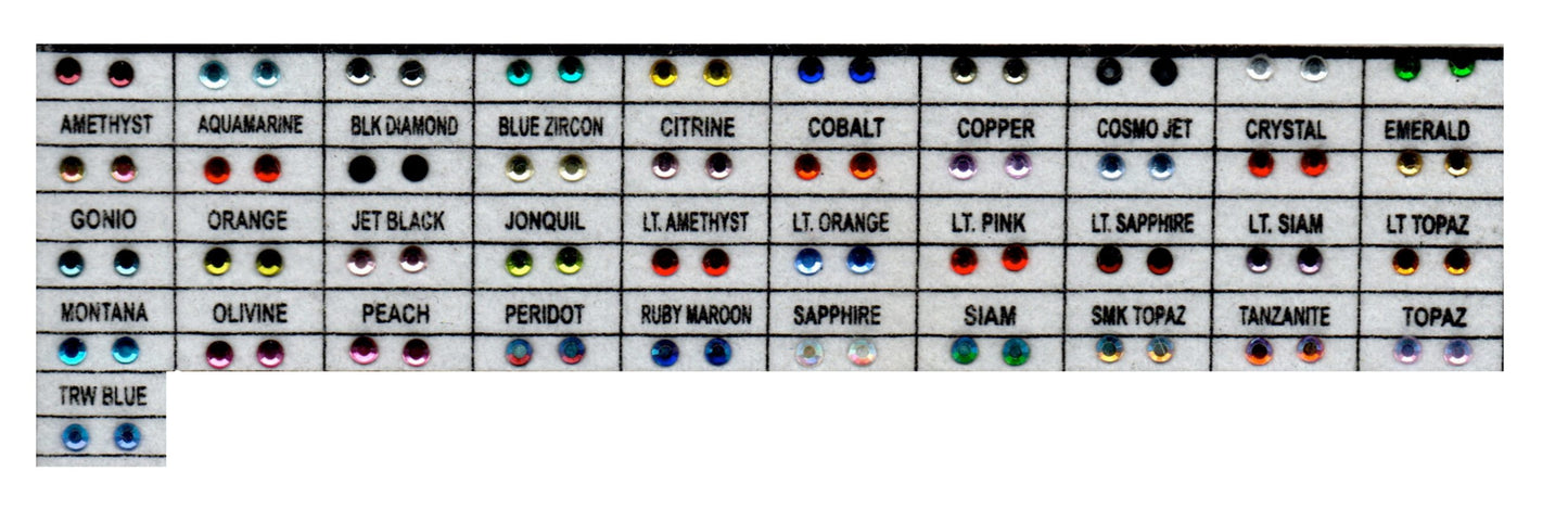Available Rhinestone Colors