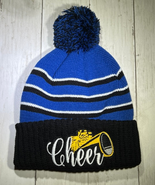 Cheer Striped Pom Beanie